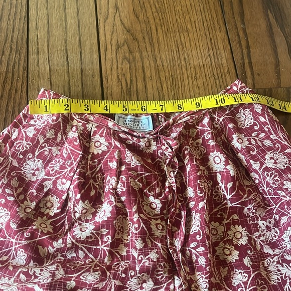 Jennifer Moore Red and Cream Silk Cropped Pants - Picture 11 of 12